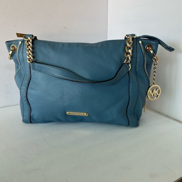 Michael Kors NWOT Blue Pebble Leather Satchel - Picture 2 of 13